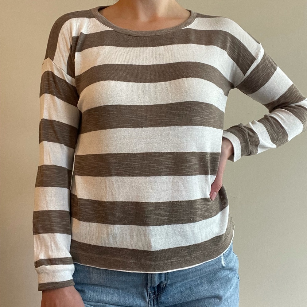 Brown and white striped sweater